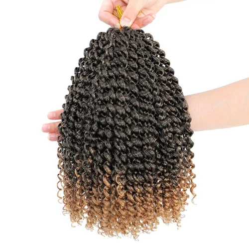 Miniatura 21 de Dansama - 7 paquetes de extensiones de cabello trenzado ondulado Passion Twist, extensiones de cabello de trenzas con ganchillo estilo mariposa, #1B