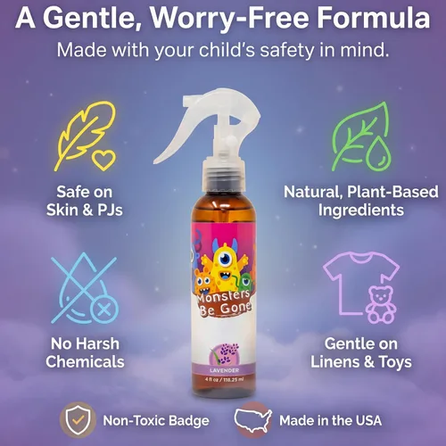 Miniatura 4 de Monsters Be Gone - Spray para cuerpo y lino, neutralizador de olores de lavanda, natural, no tóxico, ambientador de habitación para niños
