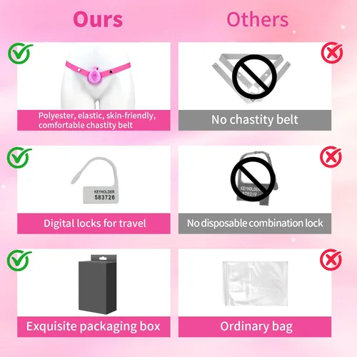 Miniatura 3 de Jaula de castidad masculina ligera ABS + dispositivo de castidad de resina, juguetes sexuales para adultos con 4 tamaños diferentes de anillos, Rosa