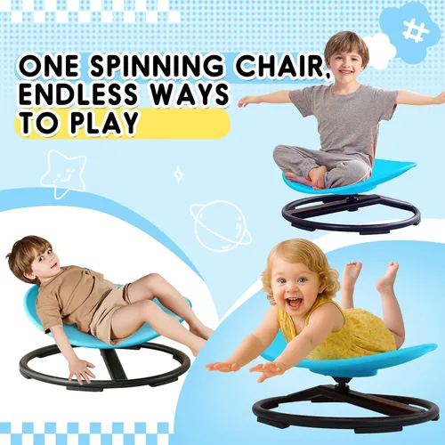 Miniatura 5 de Silla giratoria sensorial para niños con autismo de 3 años en adelante, silla giratoria para sentarse y girar para niños con TDAH, sillas Azul