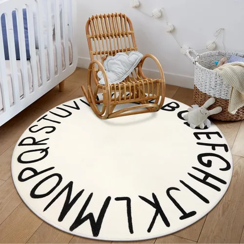 Miniatura 18 de LIVEBOX ABC Play Room - Alfombra redonda para niños, alfombra grande y colorida para guardería, alfombra de área de arcoíris para aula, alfombras