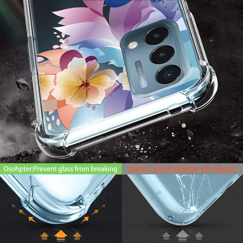 Miniatura 3 de Osophter Funda para Oneplus Nord N200 5G con protector de pantalla floral floral para niñas y mujeres, absorción de golpes flexible de goma TPU