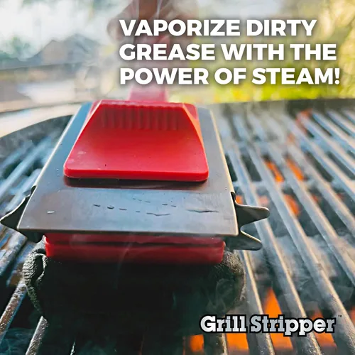 Miniatura 2 de GRILL STRIPPER Cepillo de parrilla sin cerdas para parrilla al aire libre – Cepillo de parrilla de vapor sin cerdas con rascador triple pendiente