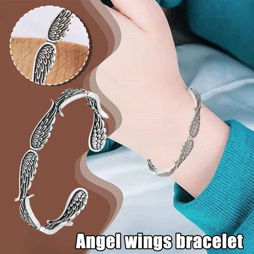 Miniatura 8 de Pulsera de plata de ley de estilo vintage con alas de ángel, ajustable, pulseras inspiradoras para mujeres y hombres, regalo de joyería inspiradora