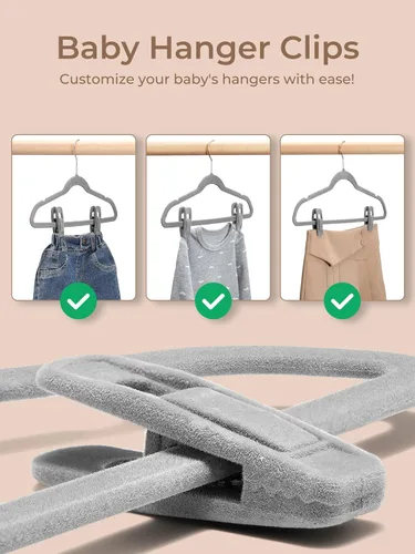 Miniatura 5 de COZYMOOD Paquete de 50 clips de terciopelo para colgar ropa de bebé