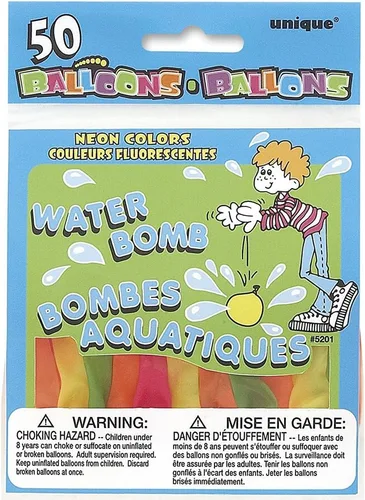 Globos de bomba de agua surtidos de neón, paquete de 50, globos de látex fáciles de llenar y duraderos, perfectos para fiestas de verano y diversión