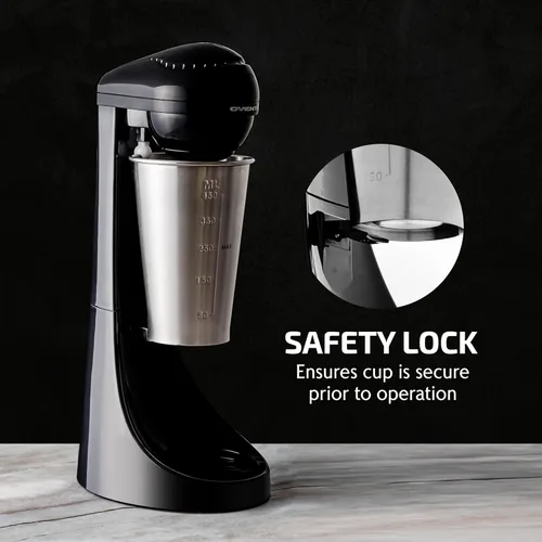 Miniatura 3 de OVENTE Máquina clásica para hacer batidos con ajuste de 2 velocidades, bloqueo de seguridad y taza y varilla de mezcla de acero inoxidable de 15.2