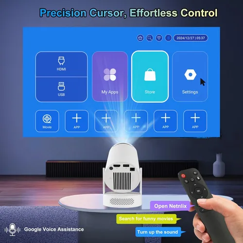 Miniatura 2 de Mini proyector 4K compatible con doble banda WIFI6 5G inalámbrico 5.4 Bluetooth Android 11, altavoz base de sonido, Keystone vertical automático