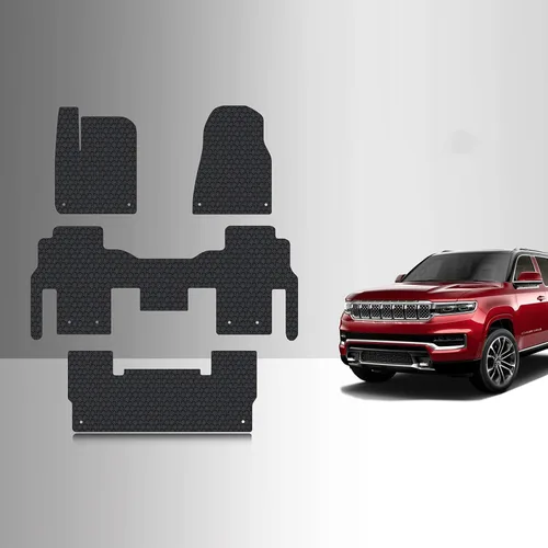 Miniatura 12 de TOUGHPRO Juego de accesorios de alfombrillas + tercera fila + carga para Jeep Wagoneer de 8 plazas para todo tipo de clima, goma negra resistente
