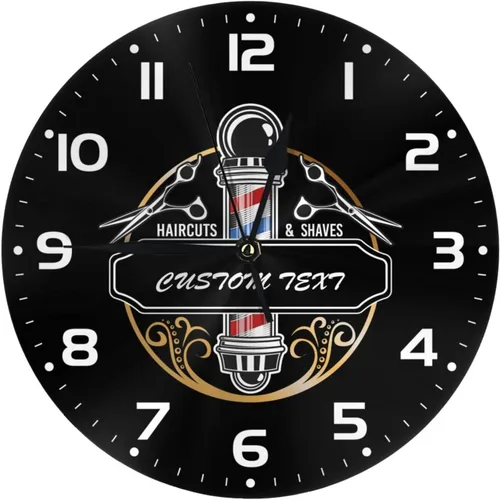 Miniatura 24 de Reloj de pared personalizado para peluquería, añade tu texto, reloj de peluquería personalizado para salón de belleza, decoración de reloj de pared