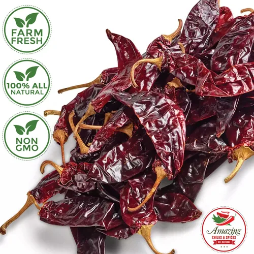 Miniatura 7 de Guajillo Chiles Secos Enteros 8 oz – Natural y Premium. Ideal para recetas mexicanas como mole, tamales, salsa, carnes. Calor suave a medio, sabor