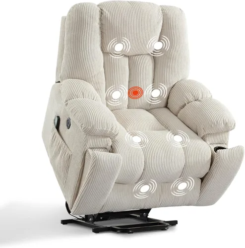 Miniatura 9 de HAOMARKETS Sillones reclinables de elevación eléctrica con masaje y calor para ancianos, silla reclinable eléctrica con portavasos y puerto USB