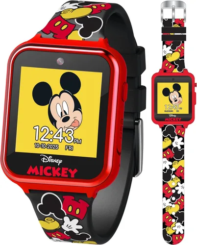 Accutime Disney Mickey Mouse - Reloj inteligente educativo con pantalla táctil de aprendizaje educativo para niños, niñas, niños pequeños, cámara