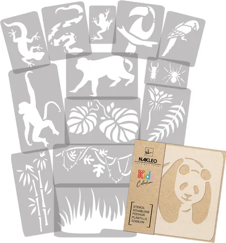 Miniatura 22 de NAKLEO Juego de plantillas de pintura para niños, 14 plantillas de 3.5 x 4.7 pulgadas a 9.1 x 13.4 pulgadas, plantas de otoño, plantillas de dibujo