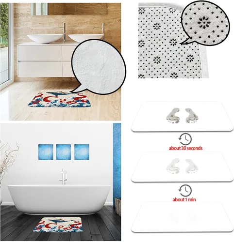 Miniatura 9 de Tapete de baño de tentáculos de pulpo, océano rojo, kraken, animales náuticos, tentáculos de pulpo, grandes olas japonesas, divertido, gato