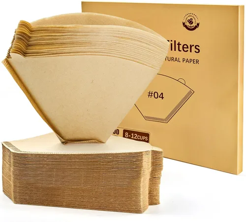 100 filtros de café en cono #4 de 8 a 12 tazas, papel natural sin blanquear, filtros de café desechables, 4 papel de cono, filtros de papel