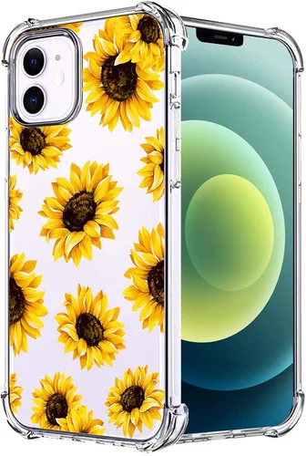 Miniatura 46 de Funda transparente de girasol compatible con iPhone SE 2022 SE 2020 7 8, funda trasera floral para niñas y mujeres, funda protectora transparente