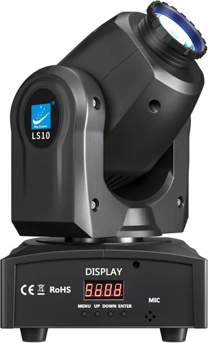 Big Dipper LS10 DMX - Foco de cabeza móvil, luz de escenario activada por sonido de 35 W con panorama de 540°, inclinación de 200° y 8 patrones GOBO