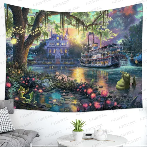 Miniatura 7 de F-FUN SOUL Tapiz del Palacio del Príncipe, franela suave de 40 x 30 pulgadas, tapiz para colgar en la pared de la isla psicodélica, para sala