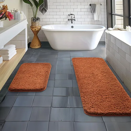 Miniatura 106 de MIULEE Juego de 2 alfombras de baño antideslizantes peludas extra gruesas y suaves, alfombrillas de baño de microfibra suave absorbente de agua