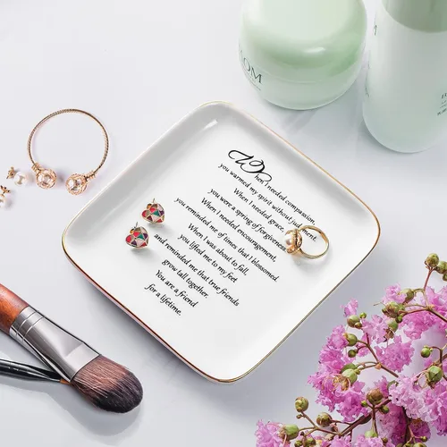 Miniatura 3 de PUDDING CABIN - Plato personalizado para anillos para regalos de amistad con el mensaje "You are a Friend For a Life Time