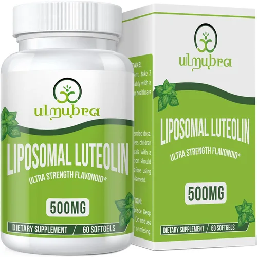 Ulmubra Luteolina liposomal de 500 mg de absorción máxima, flavonoide potente, 60 cápsulas blandas, suplemento de luteolina, sin OMG, sin gluten