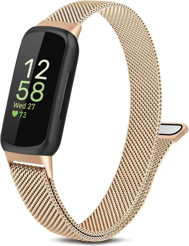 Miniatura 9 de Correa de metal compatible con Fitbit Inspire 3 e Inspire 2, correa de malla de acero inoxidable transpirable, correa de repuesto magnética