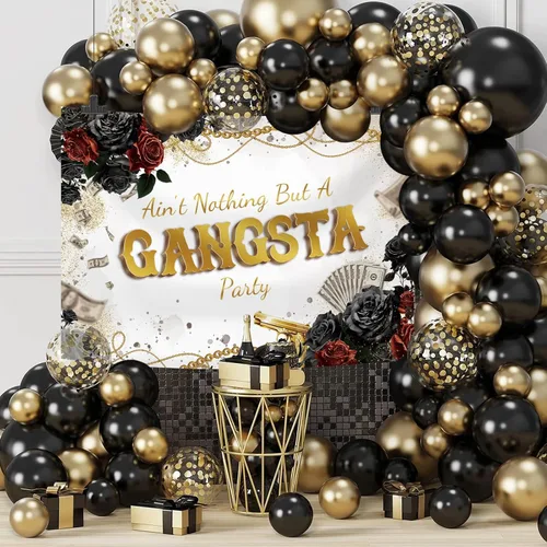 Miniatura 5 de MEHOFOND Telón de fondo de cumpleaños de gángster de 7 x 5 pies, no es nada más que una fiesta de gangsta, fondo de fotografía de los años 70, 80