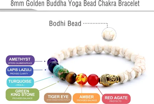 Miniatura 29 de Hamoery Pulsera de chakra de 0.315 in para hombre y mujer, 0.315 in, piedra natural, pulsera de yoga