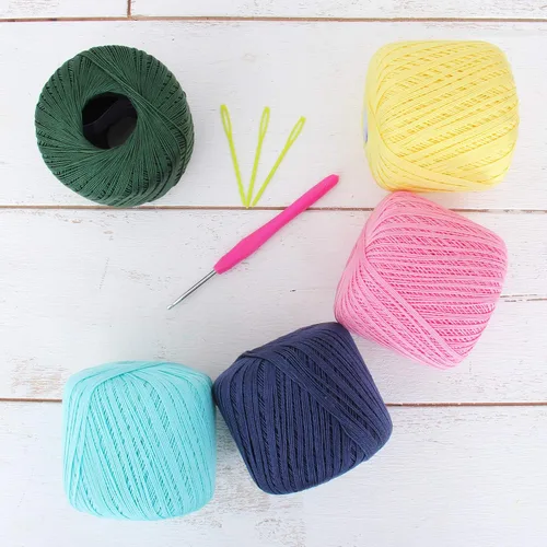Miniatura 25 de Threadart - Juego de hilos de ganchillo de algodón 100% puro, tamaño 3, colores de ambiente de playa, cuatro bolas de 1.76 oz