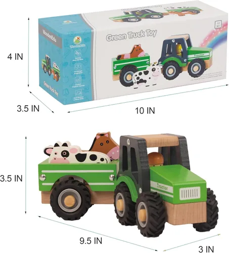 Miniatura 3 de Juguetes de tractor de madera para niños pequeños de 1 a 3 años, juguetes de vehículos para bebés, juguetes de mano para niños y niñas de 1, 2, 3
