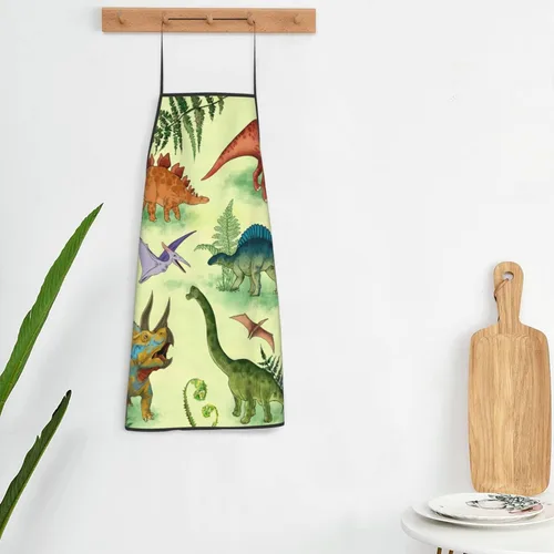 Miniatura 6 de Delantal ajustable impermeable para hombres y mujeres, cocina, hornear, jardinería, trabajo, babero Lindos dinosaurios de acuarela.