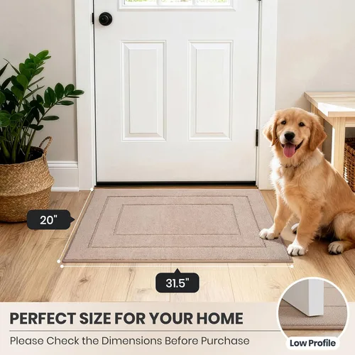 Miniatura 8 de PURRUGS Tapete para puerta que atrapa la suciedad, 20 x 31.5 pulgadas, antideslizante, lavable a máquina, tapete de entrada para perro, tapete