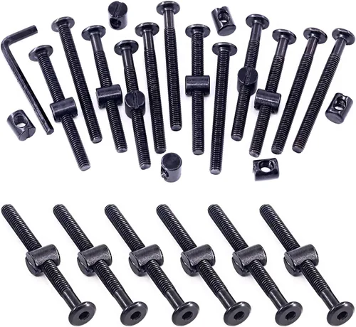 Miniatura 19 de Swpeet 25 tornillos de cabeza hexagonal M6 de 3.150 in, color negro, para cuna, cuna y tuercas de barril con 1 llave Allen, perfecta para muebles