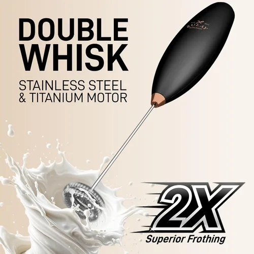 Miniatura 434 de Zulay Milk Boss Espumador de leche potente manual, hace espuma para latte, batidor para mezclar bebidas, café, miniespumador para capuchino, frappé