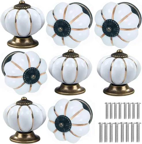 Miniatura 8 de Pomos de cerámica para gabinete, paquete de 4, manijas de puerta de calabaza elegantes y vintage para cocina/cajón/armario/armario (negro, 4 piezas)