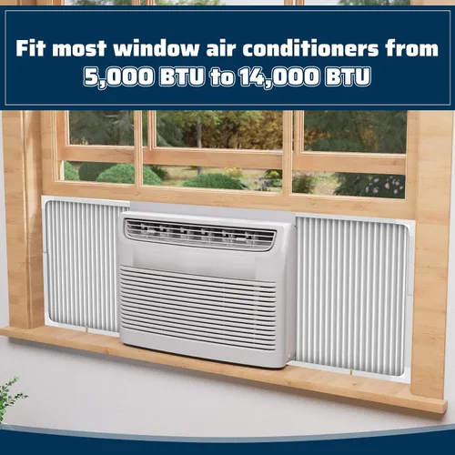 Miniatura 8 de Paneles laterales de aire acondicionado de ventana ajustables con juego de marco, paneles laterales de CA extra anchos para unidades de CA de 5000 a