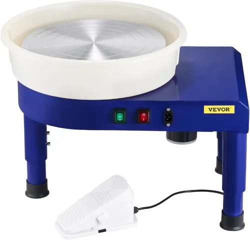 Miniatura 10 de VEVOR Torno de Alfarero de 14 pulgadas para Adultos Principiantes, Altura Ajustable de 0-6 pulgadas, Máquina Formadora de Cerámica de 450W, Torno