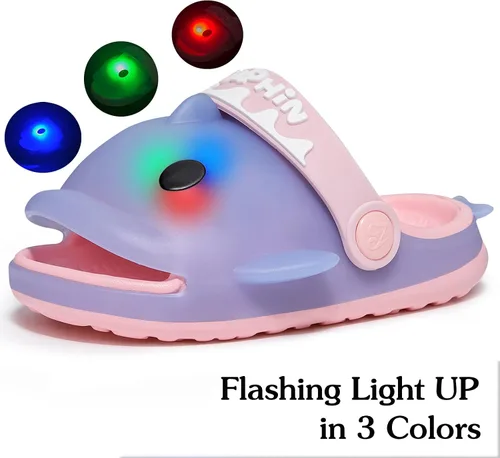 Miniatura 2 de Sandalias antideslizantes para niñas pequeñas, talla 8.5, Dophin Shark Slides para niños, niñas pequeñas, talla 9, 10, 11, 12, sandalias