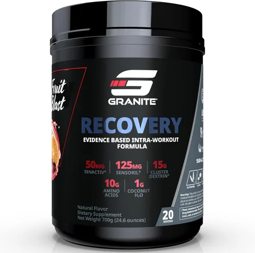 Granite Nutrition Recovery - Bebida intraentrenamiento prémium con EAA, dextrina en racimo, Sensoril y Senactiv para rendimiento atlético y
