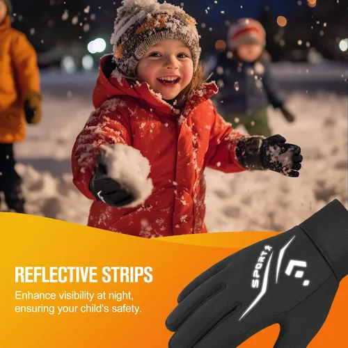 Miniatura 6 de Guantes de ciclismo cálidos de invierno para niños, guantes para pantalla táctil para clima frío para niños, montar en bicicleta y fútbol con agarre