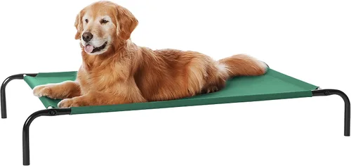 Miniatura 13 de Amazon Basics Cama elevada transpirable y refrescante para perros con marco de metal para perros grandes, 51 x 31 x 8 pulgadas, color gris