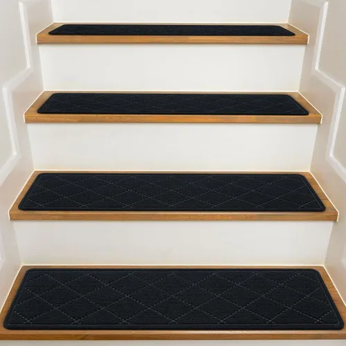 Miniatura 9 de Stair Treads with Landing Rug for Wooden Steps Indoor, Peel and Stick Stair Treads Matching-Mat 20"X32" Stair Landing Slip Resistant Polyester Stair