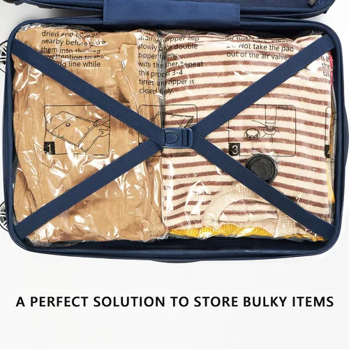 Miniatura 6 de Bolsas de almacenamiento al vacío (4 jumbo, 4 grandes), bolsas ahorradoras de espacio con bomba de mano de viaje, bolsas selladoras herméticas