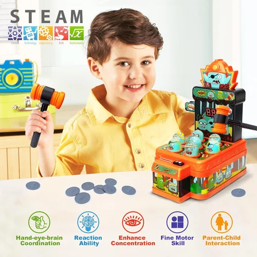 Miniatura 2 de Juguetes de juego de arcade para niños de 3 años, Whack Game Mole, mini juguetes electrónicos interactivos de martillaje y golpeteo, idea de regalo