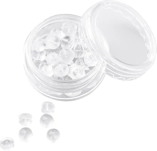 Miniatura 15 de Respaldos de Aretes de Goma Suaves y Transparentes para Aretes de Botón Respaldos de Aretes de Silicona Hipoalergénicos Tope de Repuesto