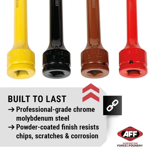 Miniatura 6 de AFF Kit de extensión de limitación de par de servicio pesado de 4 piezas con estuche de transporte, 250-475 pies/libras, unidad de 3/4 pulgadas