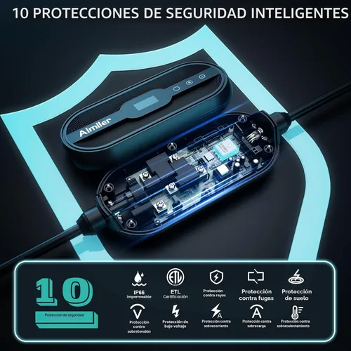 Miniatura 8 de AIMILER Cargador Tesla de nivel 2 (aplicación inalámbrica WiFi), 240 V, 32 amperios, enchufe NEMA 14-50, cable de 25 pies - Conector NACS Carbono