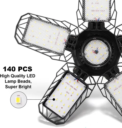 Miniatura 5 de [Actualizada] Luz LED de garaje, equivalente a 400 vatios 6500K, luz LED blanca fría de área luz de día, base media E26/E27, para fábrica al aire
