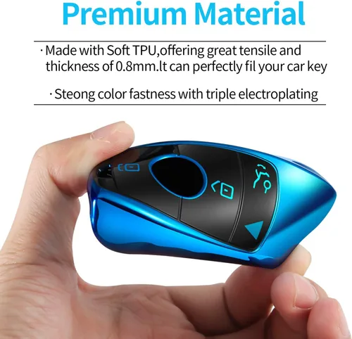 Miniatura 4 de Tukellen para Mercedes Benz Funda para llavero, Protector de llave de TPU suave especial Compatible con 2017-2023 Clase E 2018-2021 Clase S Azul